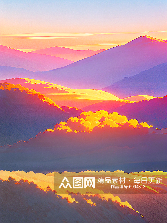 黄昏夕阳日落风景唯美插画素材