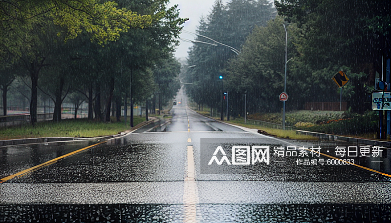 精致美丽下雨道路自然风景图片素材
