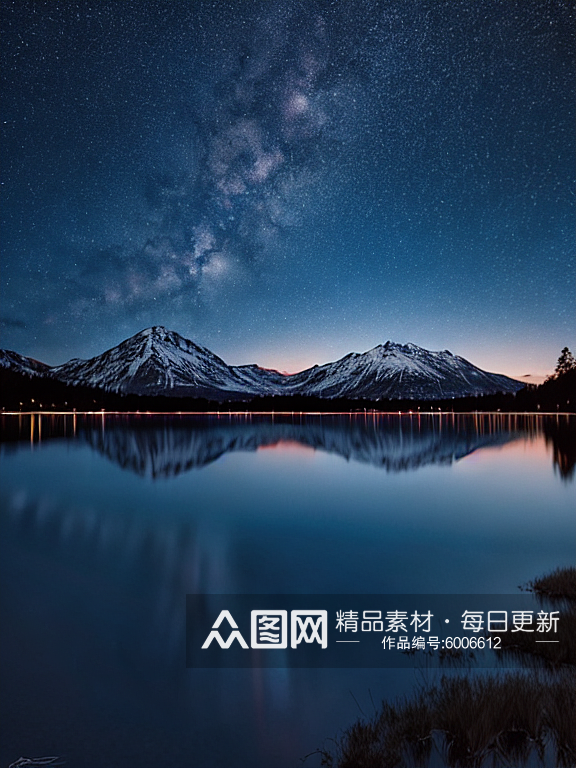 湖光夜色美丽风光风景图片素材