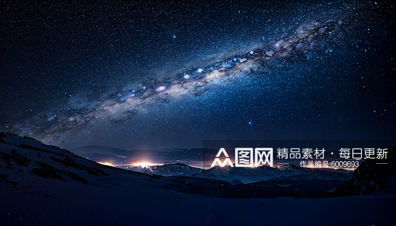 夜晚银河系星光闪烁景色图片素材