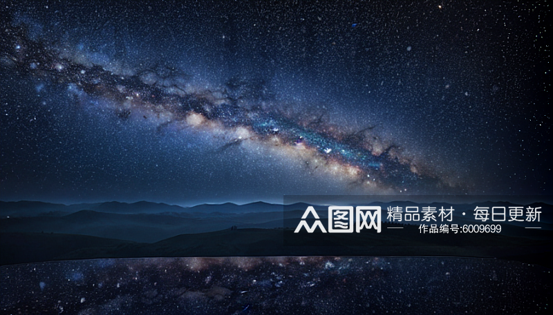 夜晚银河系星光闪烁景色图片素材