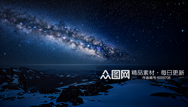 夜晚银河系星光闪烁景色图片素材