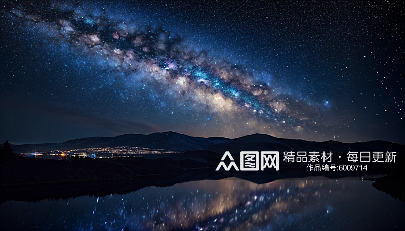 夜晚银河系星光闪烁景色图片素材