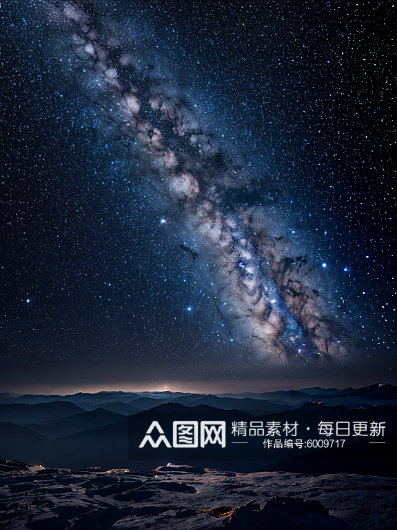 夜晚银河系星光闪烁景色图片素材