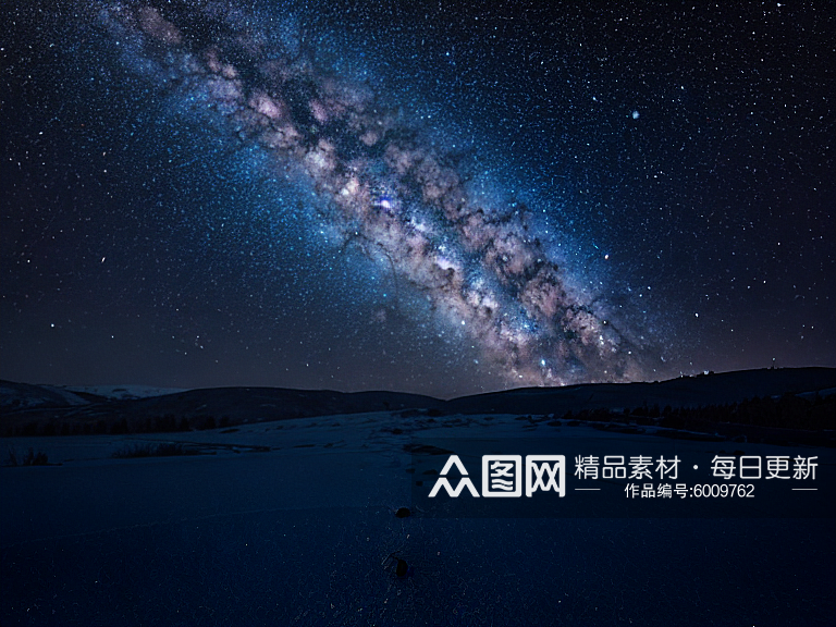 夜晚银河系星光闪烁景色图片素材