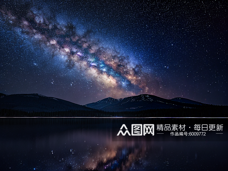 夜晚银河系星光闪烁景色图片素材