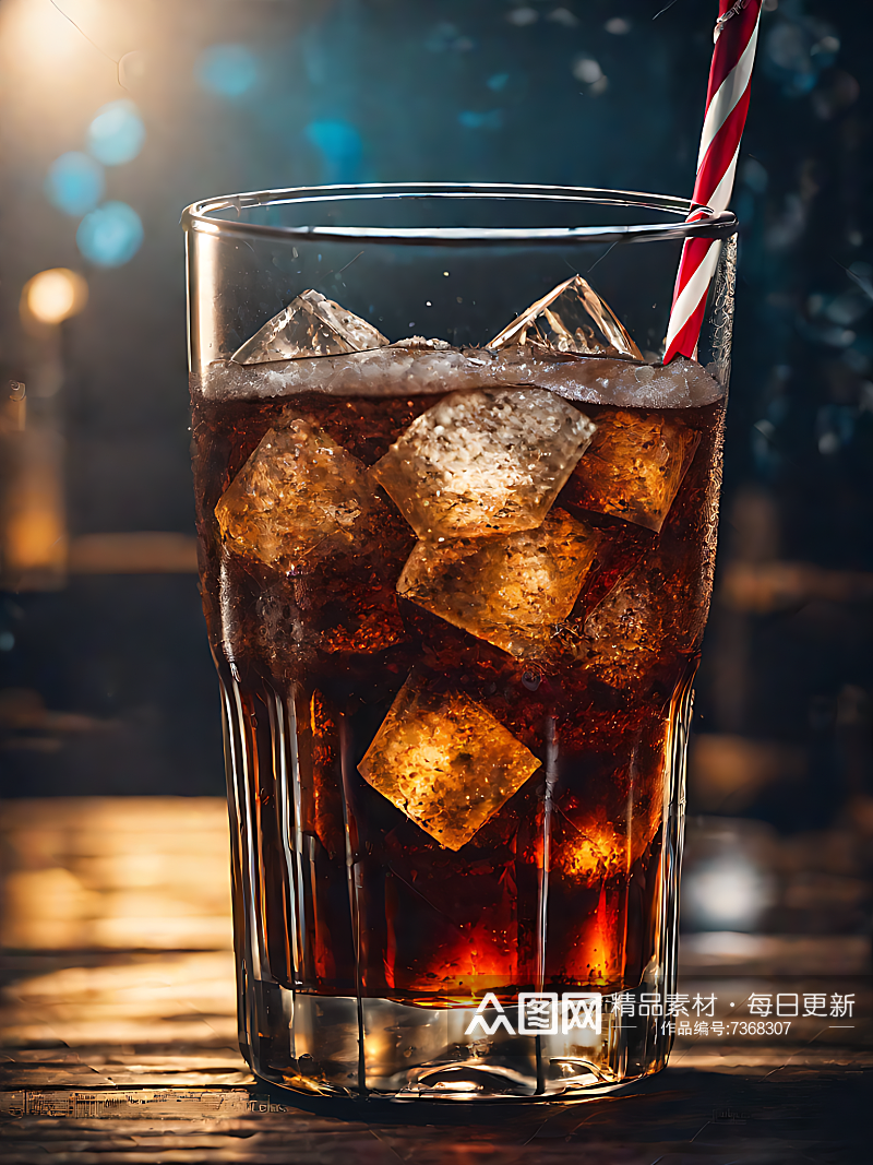 AI数字艺术摄影风格加冰的可乐素材