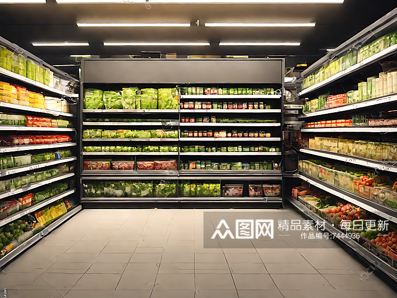 AI数字艺术摄影风超市货架素材