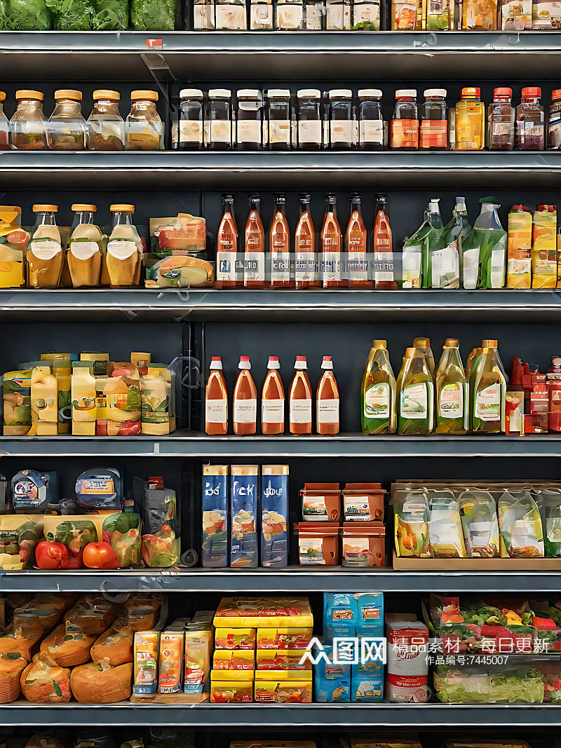 AI数字艺术摄影风超市货架素材