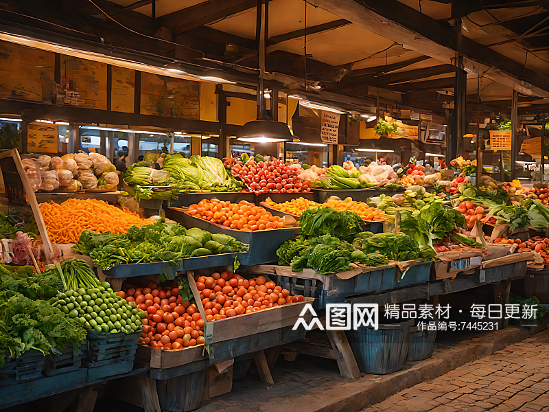 摄影风菜市场的蔬果AI数字艺术素材