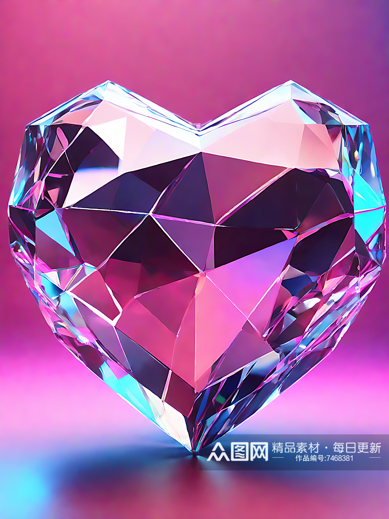 AI数字艺术粉色爱心钻石素材
