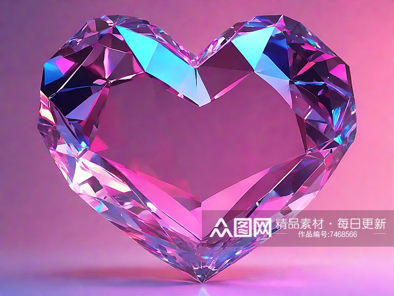 粉色爱心钻石AI数字艺术素材