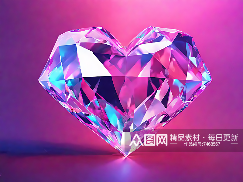 粉色爱心钻石AI数字艺术素材