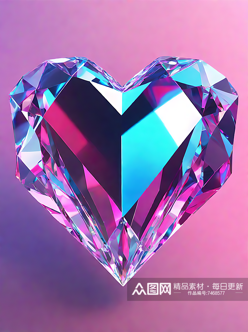 AI数字艺术粉色爱心钻石素材