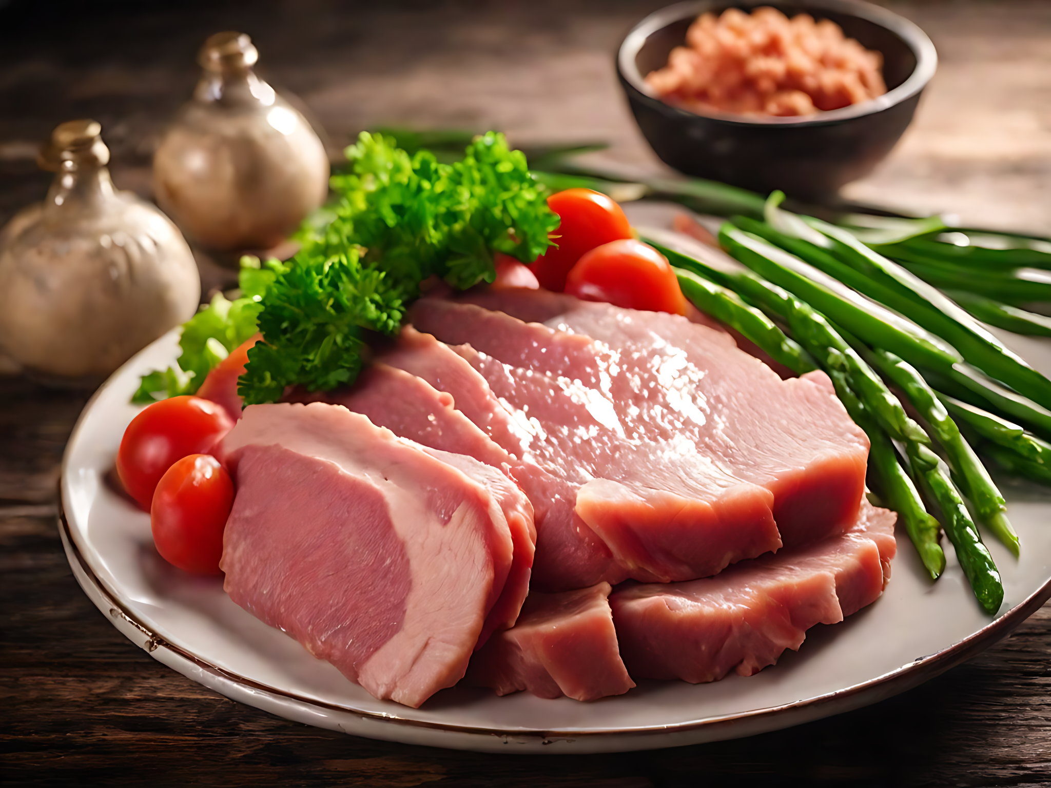 AI数字艺术摄影风一盘生猪肉素材