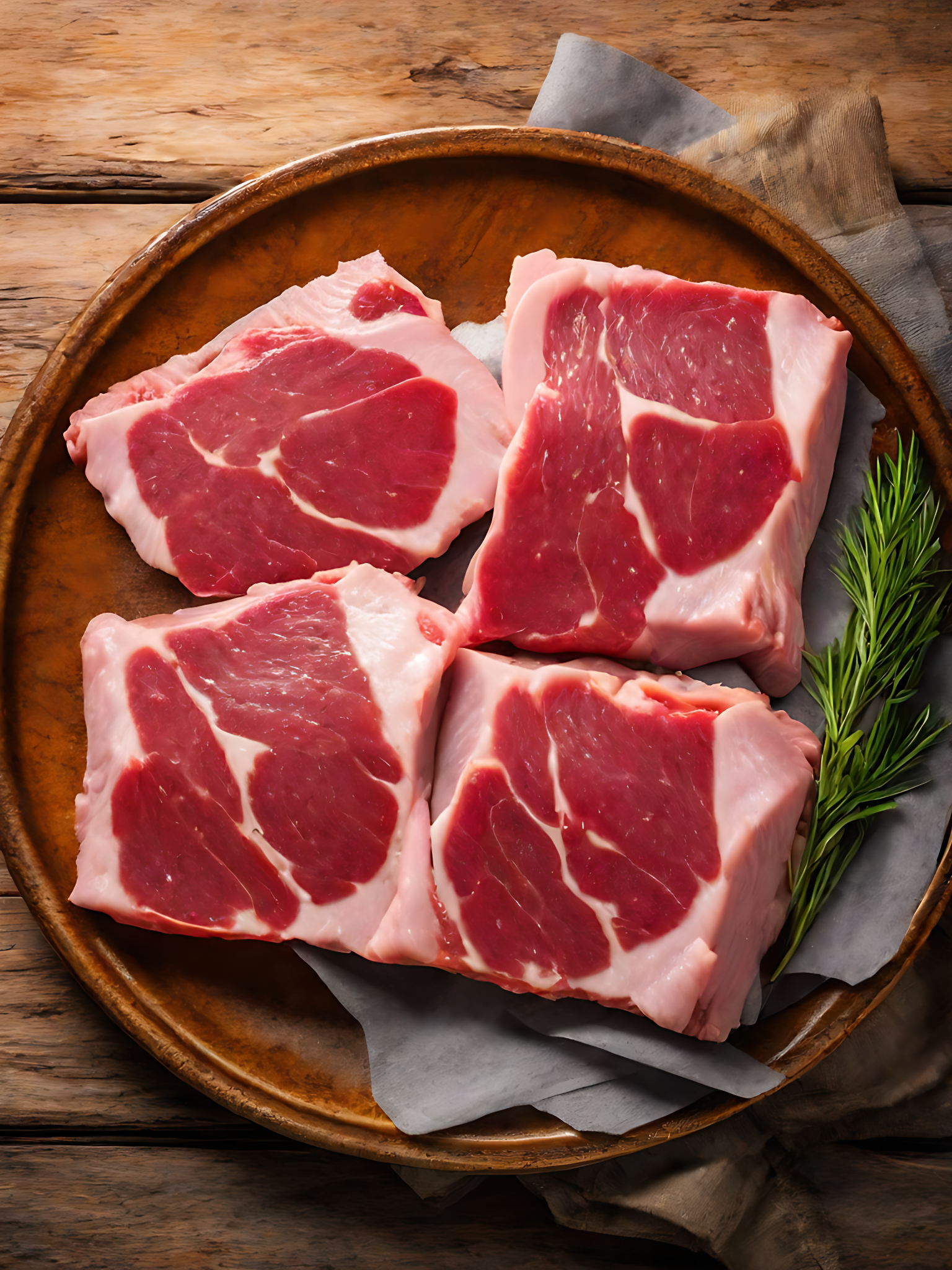 AI数字艺术摄影风一盘生猪肉素材