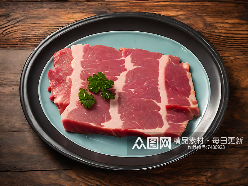 摄影风一盘生猪肉AI数字艺术素材