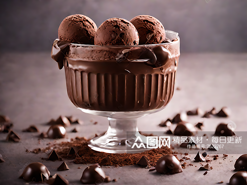 摄影风巧克力味雪糕AI数字艺术素材