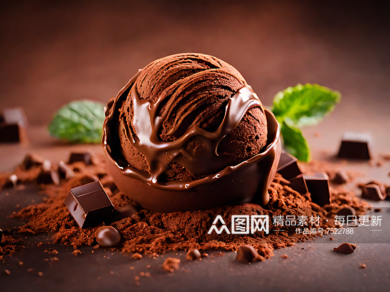 AI数字艺术摄影风巧克力味雪糕素材