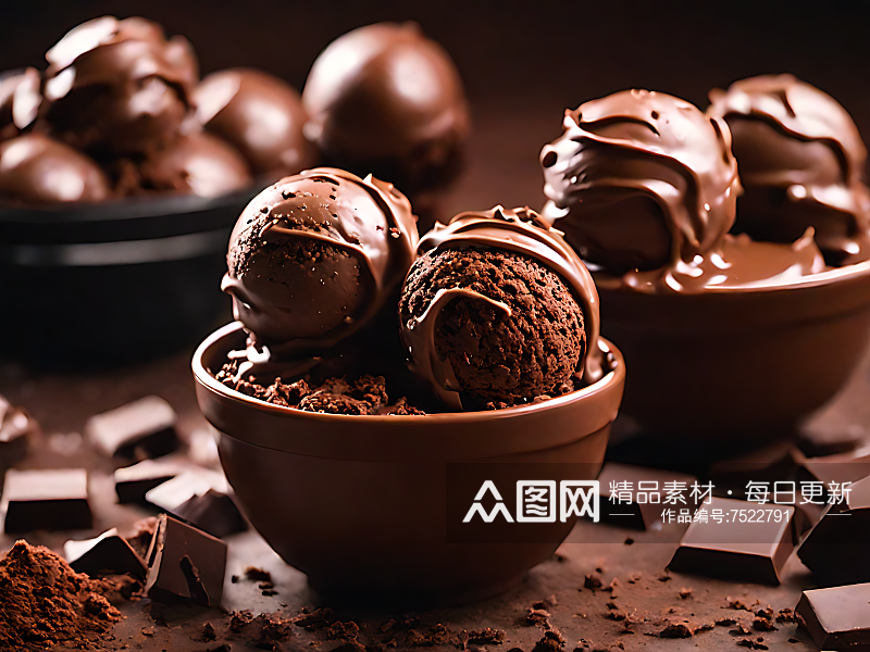 摄影风巧克力味雪糕AI数字艺术素材