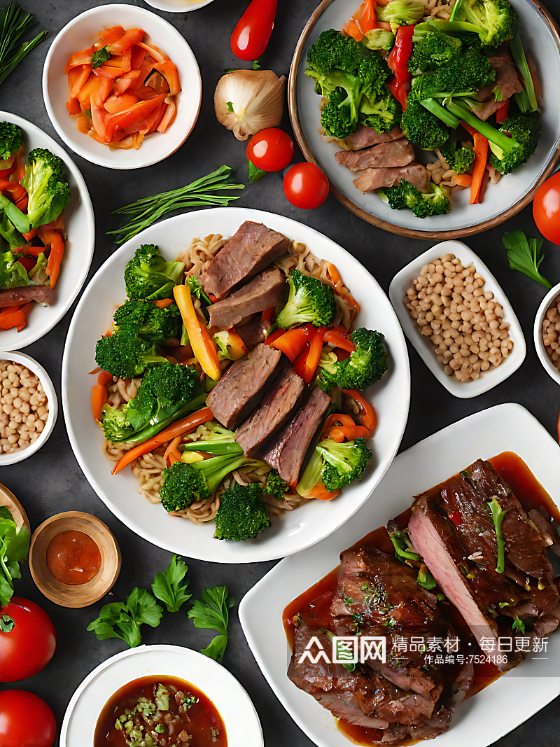 AI数字艺术摄影风蔬菜炒肉素材