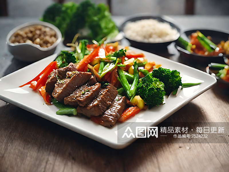 AI数字艺术摄影风蔬菜炒肉素材