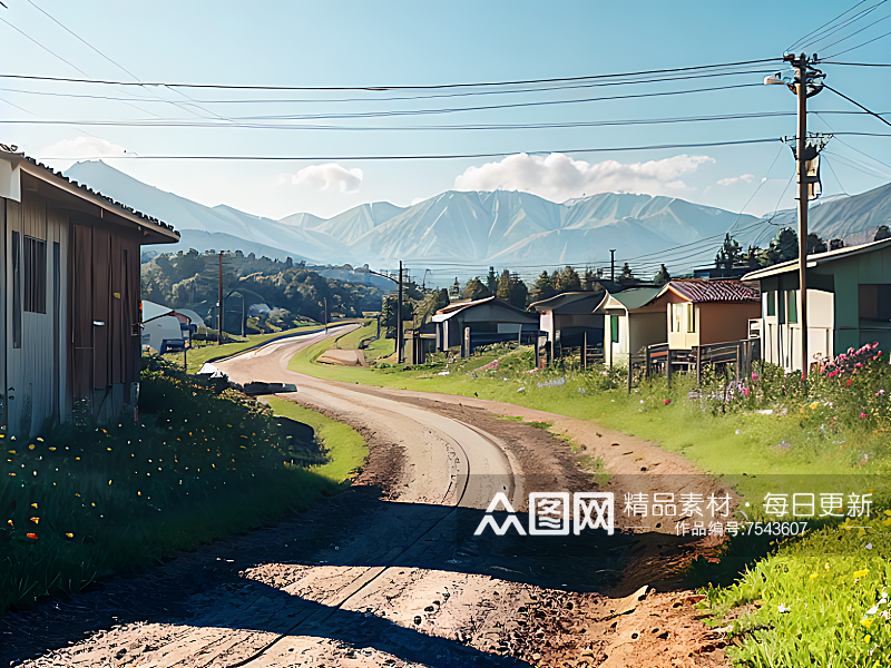 AI数字艺术摄影风乡村小路素材