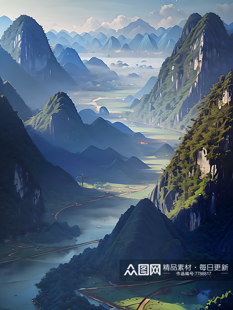 山水风景CG风插图AI数字艺术素材