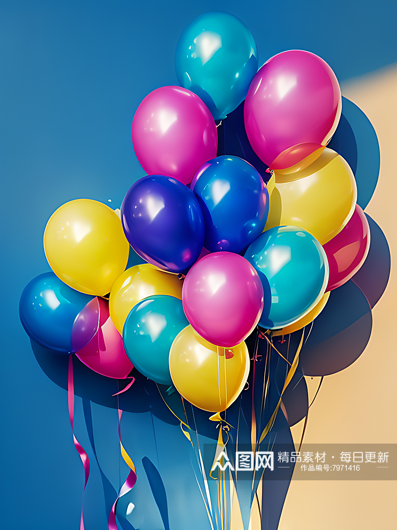 摄影风一束彩色气球AI数字艺术素材