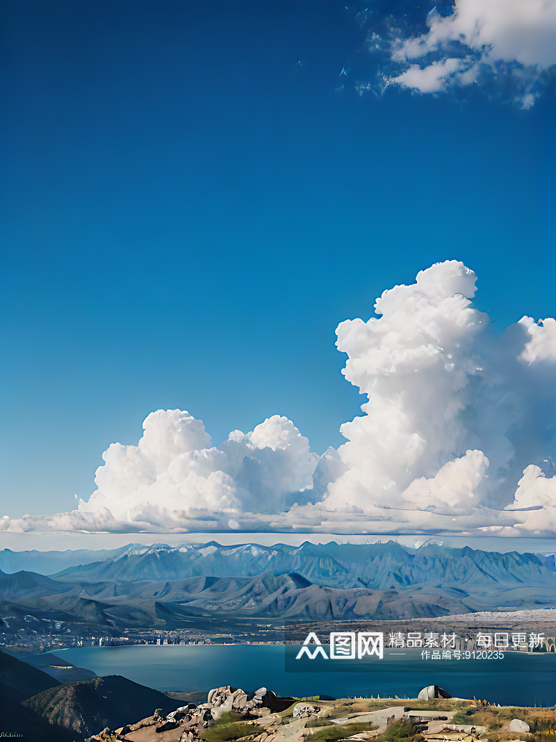 蓝色的云朵天空写实摄影AI数字艺术素材