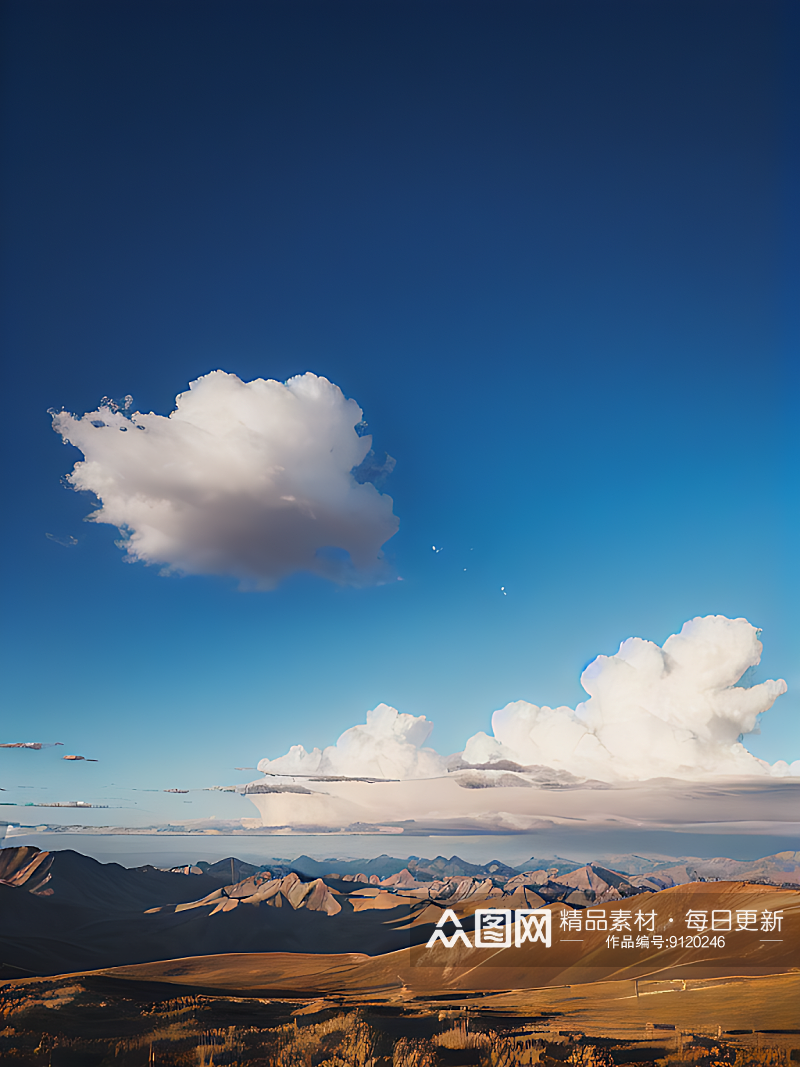 蓝色的云朵天空写实摄影AI数字艺术素材