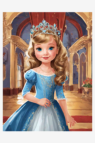 创意绘画城堡里的公主插画