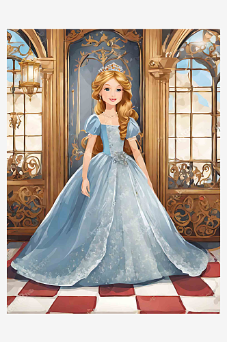 创意绘画城堡里的公主插画