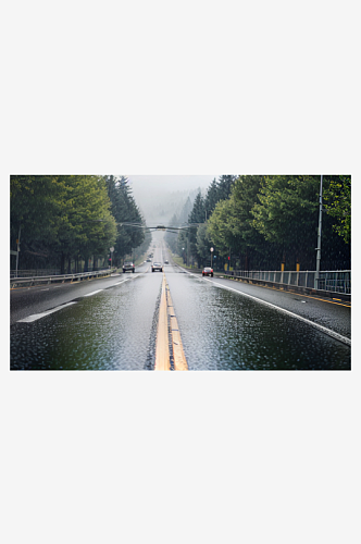 精致美丽下雨道路自然风景图片