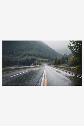 精致美丽下雨道路自然风景图片