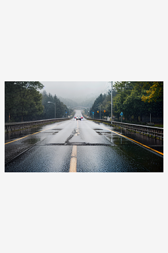 精致美丽下雨道路自然风景图片