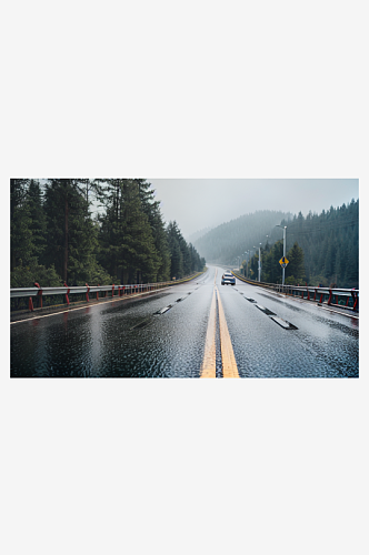 精致美丽下雨道路自然风景图片