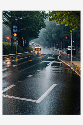 精致美丽下雨道路自然风景图片