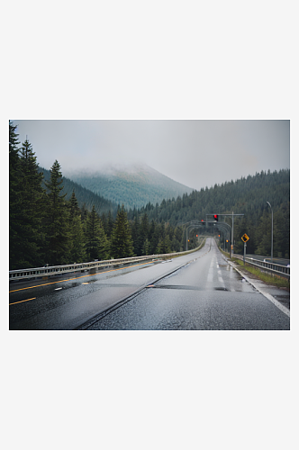 精致美丽下雨道路自然风景图片