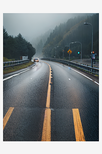 精致美丽下雨道路自然风景图片