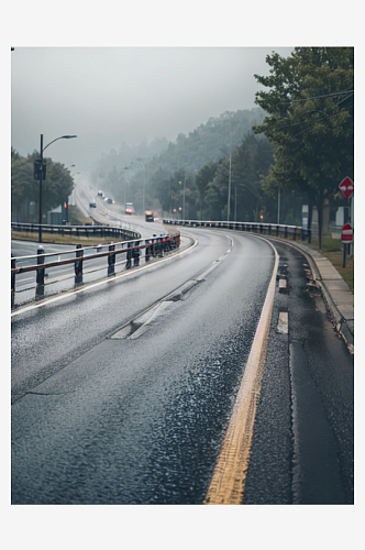 精致美丽下雨道路自然风景图片