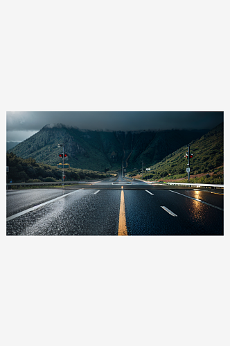 精致美丽下雨道路自然风景图片