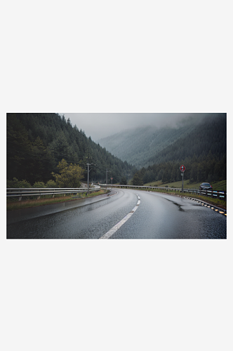 精致美丽下雨道路自然风景图片