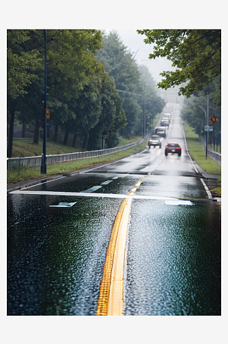 精致美丽下雨道路自然风景图片