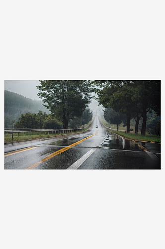 精致美丽下雨道路自然风景图片