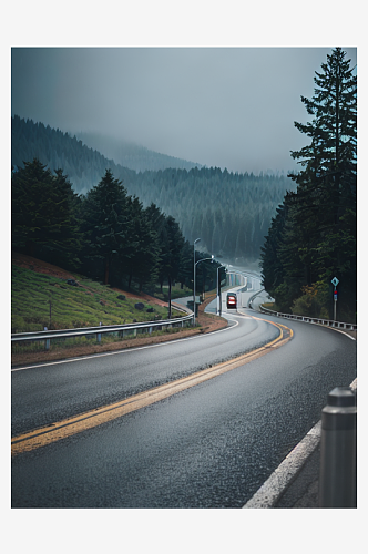 精致美丽下雨道路自然风景图片