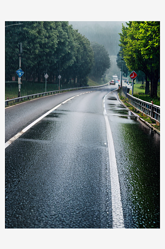 精致美丽下雨道路自然风景图片