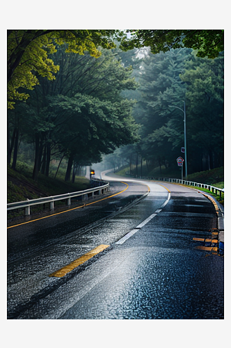精致美丽下雨道路自然风景图片