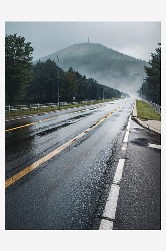 精致美丽下雨道路自然风景图片