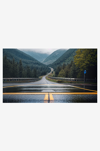 精致美丽下雨道路自然风景图片